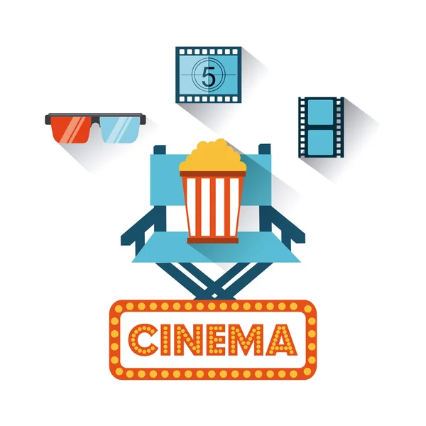 Cinema entertainment set flat icons — Stock Vector
