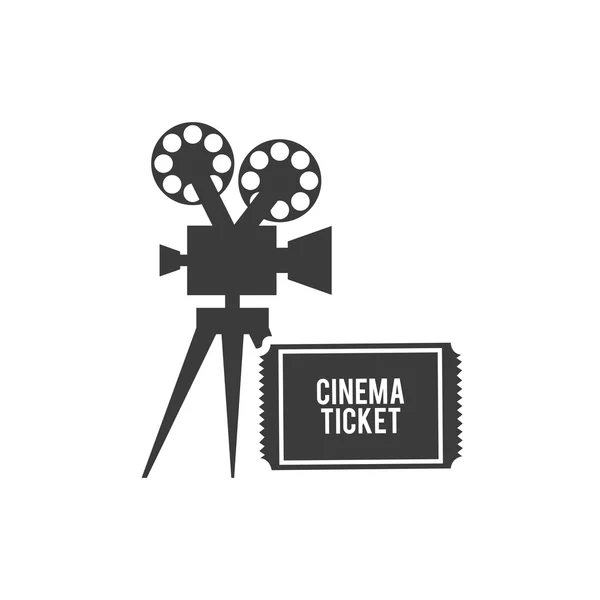 Cámara cinematográfica con icono de cine — Vector de stock