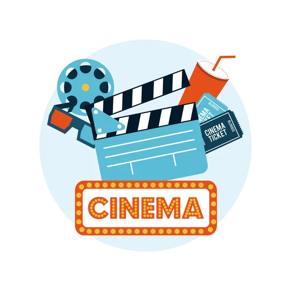 Cinema entertainment set flat icons — Stock Vector