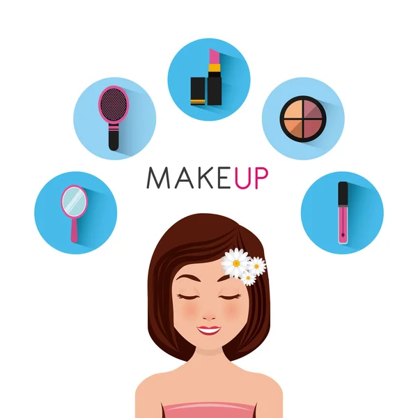 Make-up setzen flache Symbole — Stockvektor