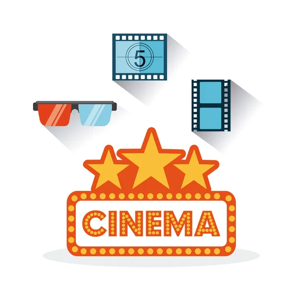 Cinema entertainment set flat icons — Stock Vector