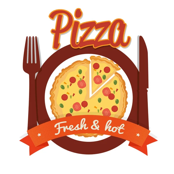 Rajzfilm pizza gyorsétterem tervezési — Stock Vector