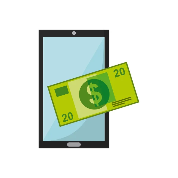 Dispositivo smartphone con icona aziendale — Vettoriale Stock