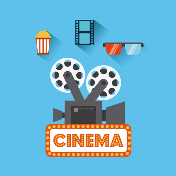 Cinema entertainment set flat icons — Stock Vector