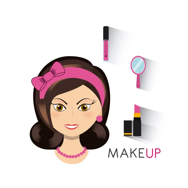 Make up set icone piatte — Vettoriale Stock