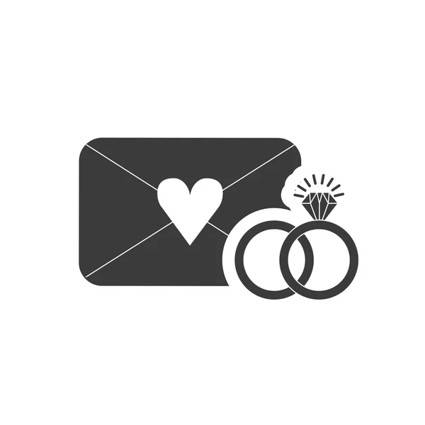 Cartão de amor com ícone de casamento — Vetor de Stock