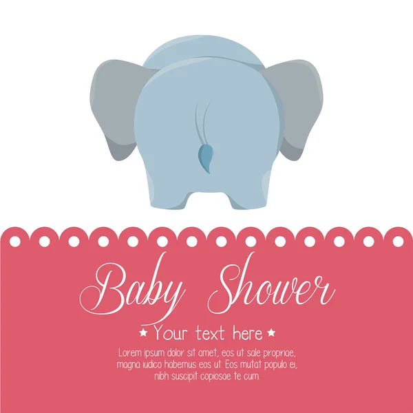 Card baby shower elephant cute isolated — Stock Vector