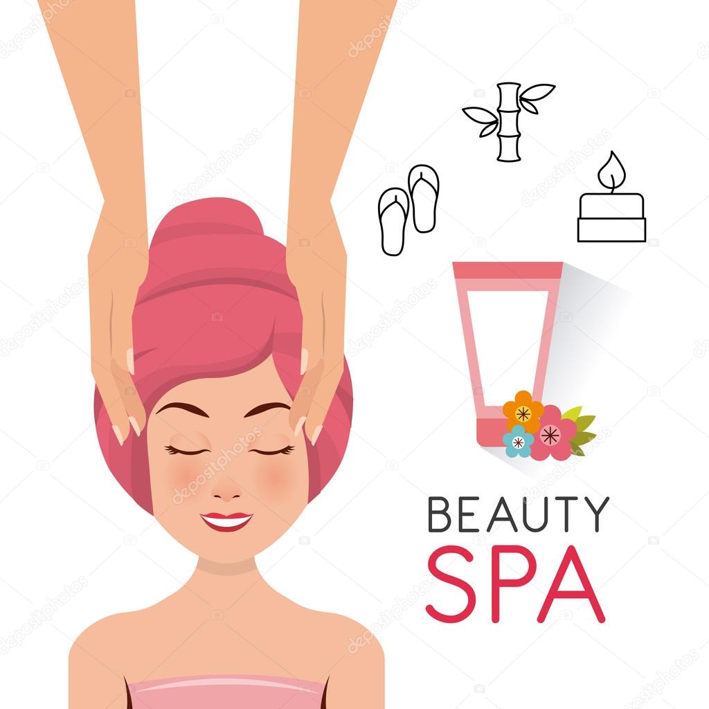 beauty spa set flat icons