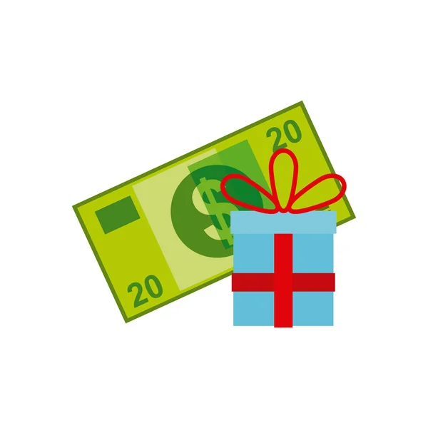 Dollars argent avec icône d'affaires — Image vectorielle
