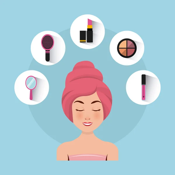 Maquillaje conjunto iconos planos — Archivo Imágenes Vectoriales