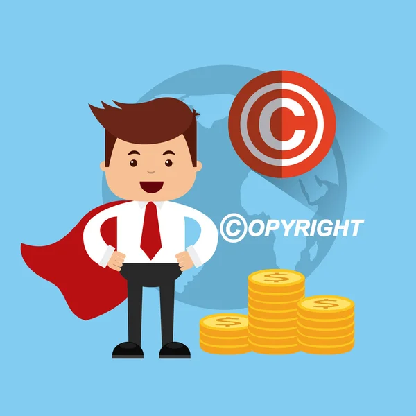 Empresário avatar com conceito de direitos autorais — Vetor de Stock
