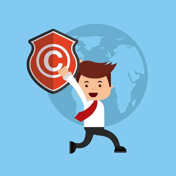 Telif hakkı kavramı ile işadamı avatar — Stok Vektör