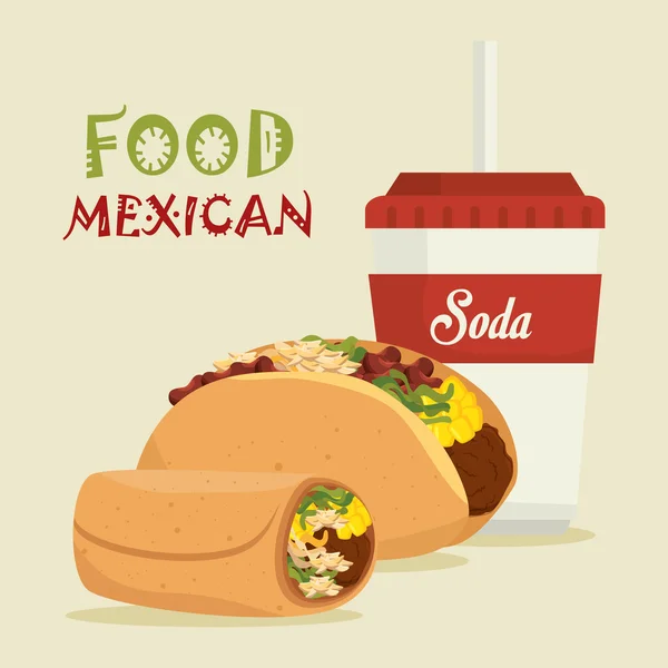 Cartone animato cibo messicano design isolato — Vettoriale Stock