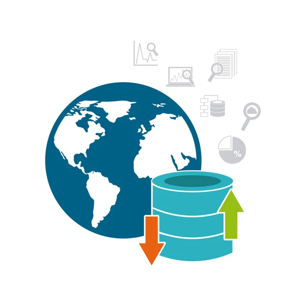 Büyük veri yönetimi simgeler — Stok Vektör