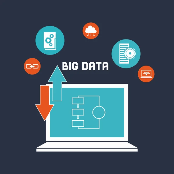 Ikony zarządzania danych big data — Wektor stockowy