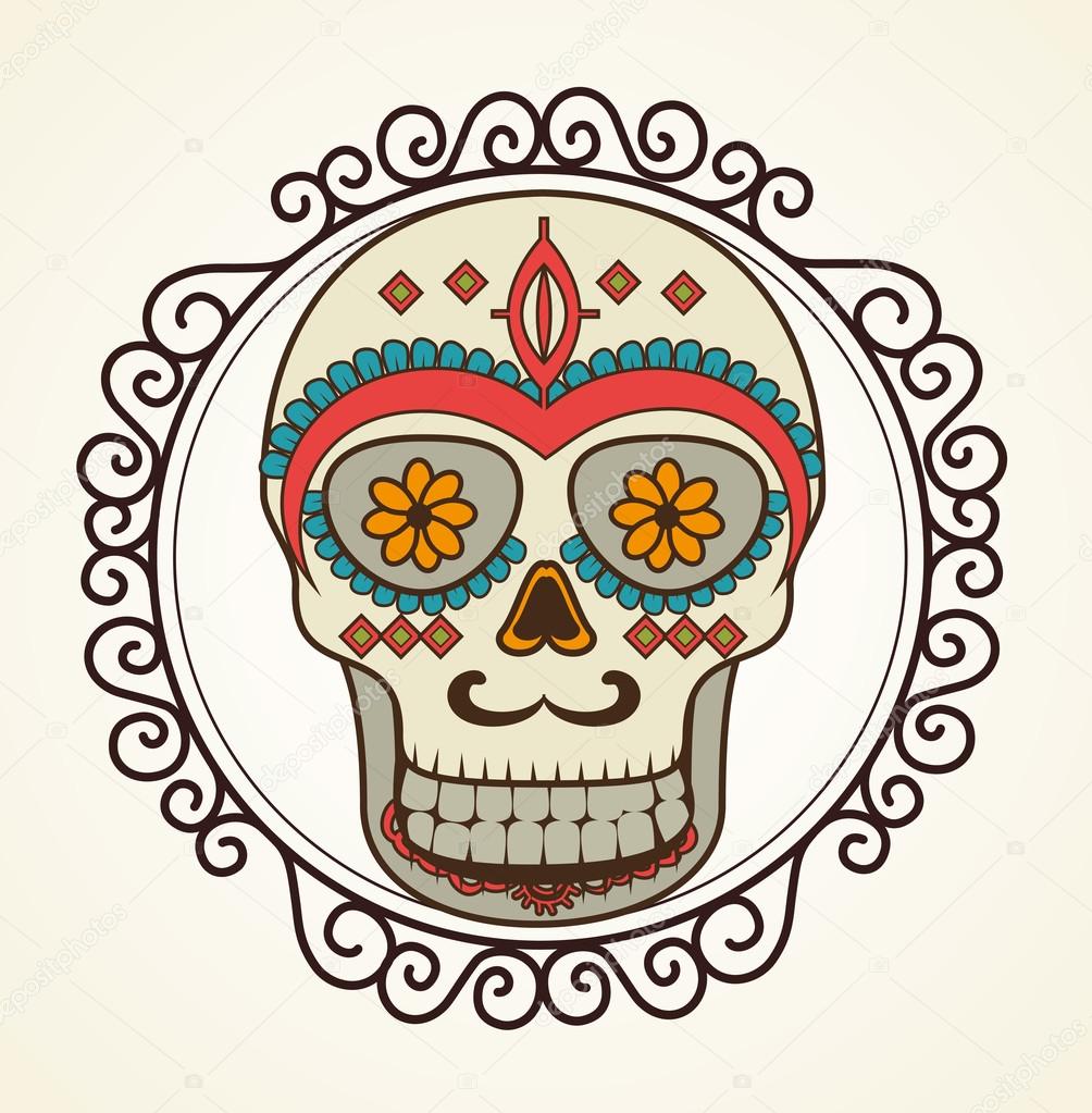 icon day of the dead mexican design isolated