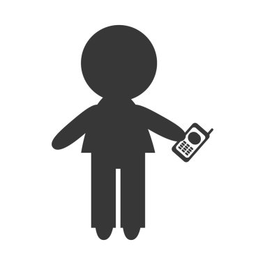 bir cep telefonu tutan avatar adam