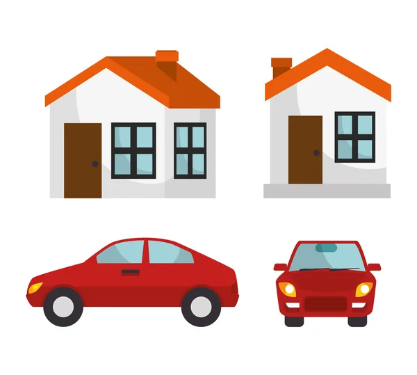 Casa assicurazione casa protezione auto design — Vettoriale Stock