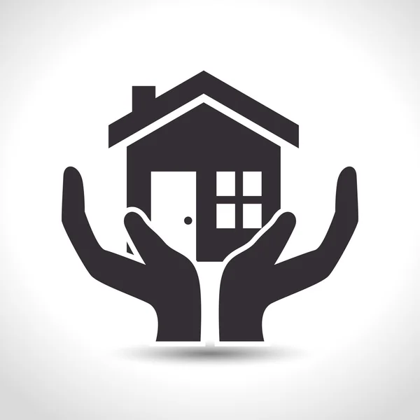 Casa casa seguro casa mão proteção design — Vetor de Stock