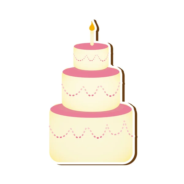 Gâteau rose avec des bougies — Image vectorielle