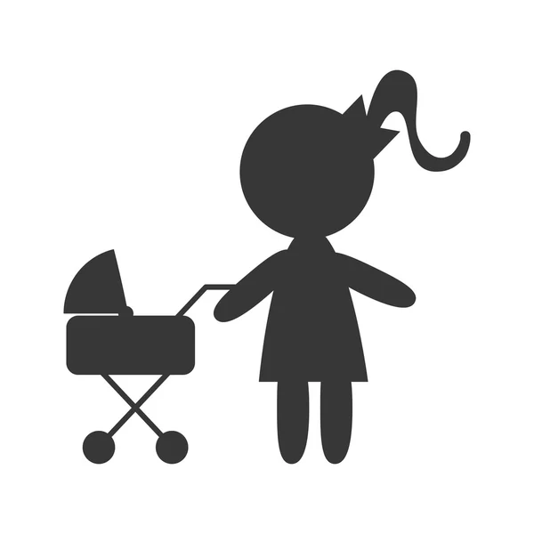 Avatar woman with baby carriage — Stock Vector