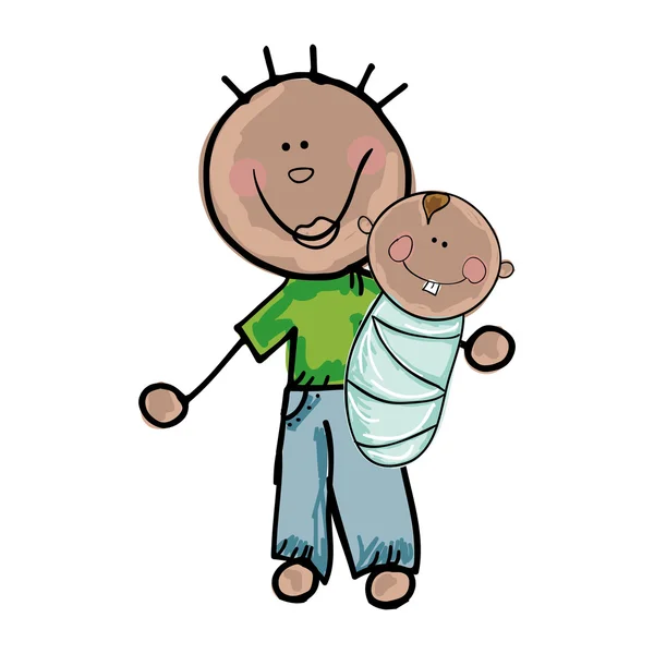 Père souriant avec bébé fils — Image vectorielle