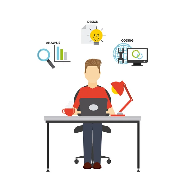 Softwareontwikkelaar en programmeur — Stockvector