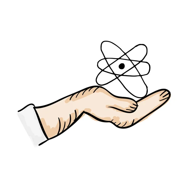 Hand holding atom — Stock Vector