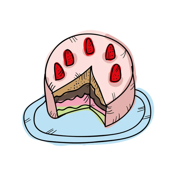 Postre de pastel de fresa — Vector de stock