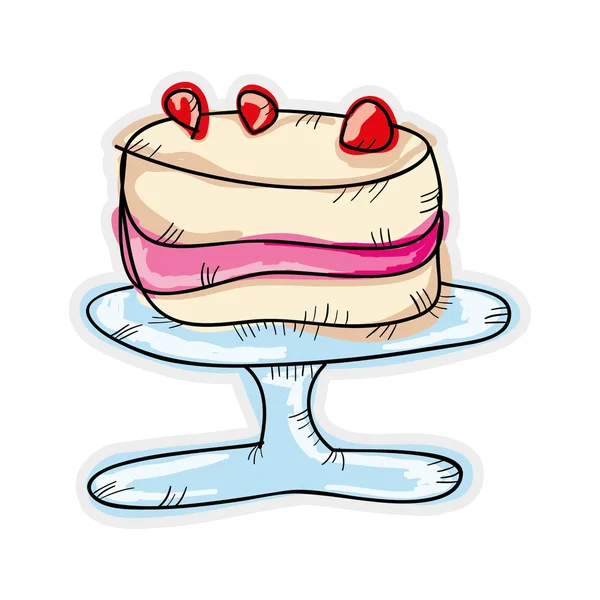 Postre de pastel de fresa — Vector de stock