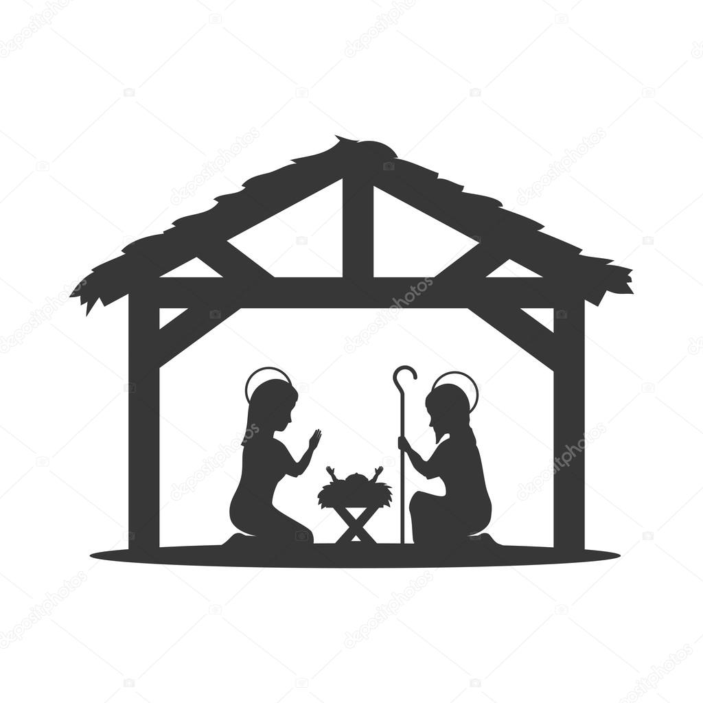 traditional christian scene in the manger