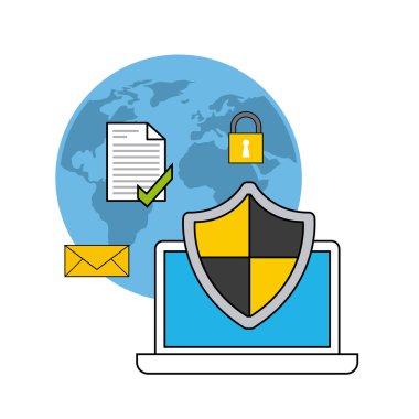 Online Güvenlik düz çizgi simgeler