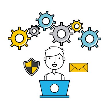 Online Güvenlik düz çizgi simgeler