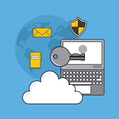 Online Güvenlik düz çizgi simgeler