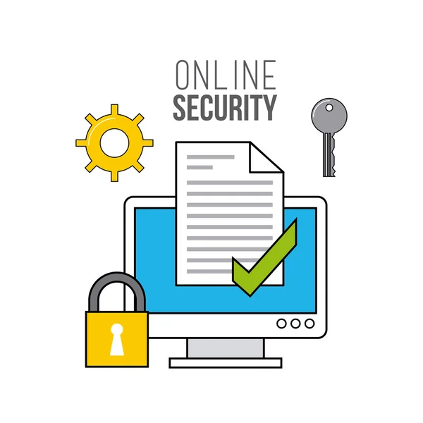 Iconos de línea plana de seguridad online — Vector de stock