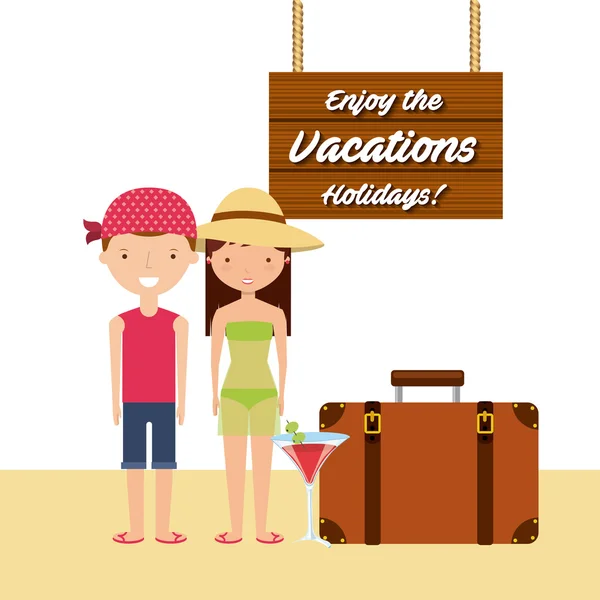 Disfrutar de las vacaciones vacaciones — Vector de stock