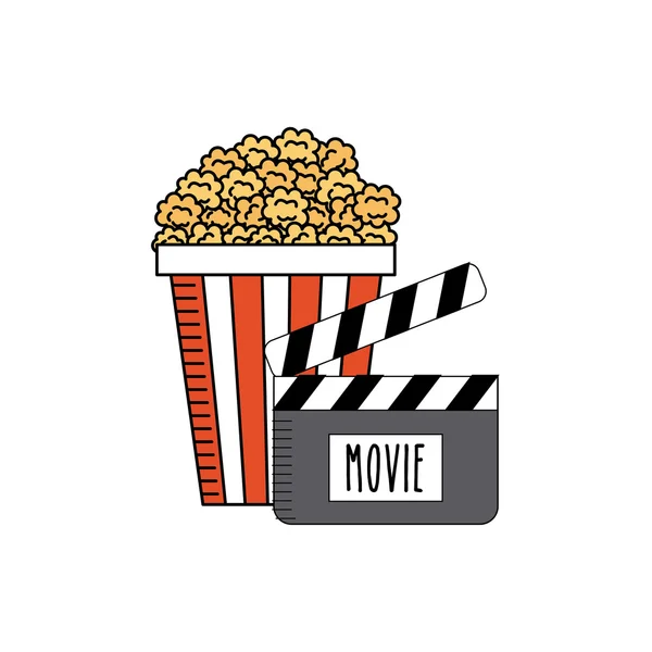 Pop corn con icona del cinema — Vettoriale Stock