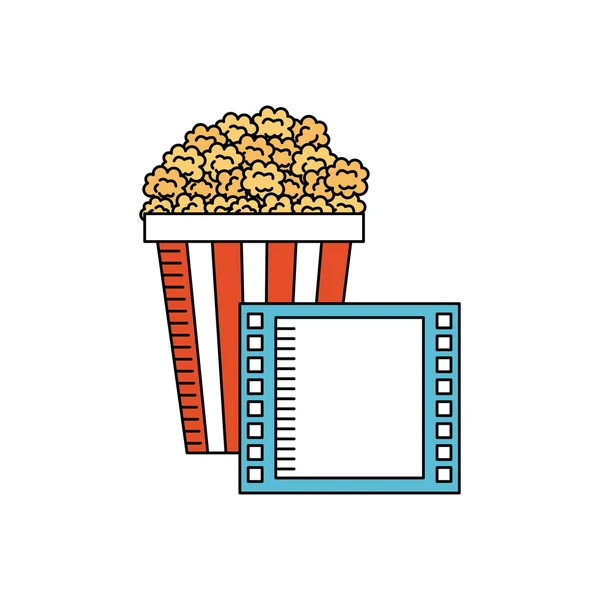 Milho pop com ícone de cinema — Vetor de Stock