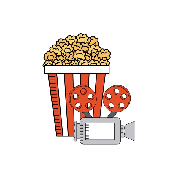 Pop corn avec icône cinéma — Image vectorielle