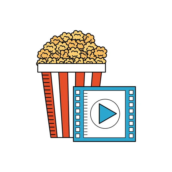 Pop corn con icono de cine — Vector de stock