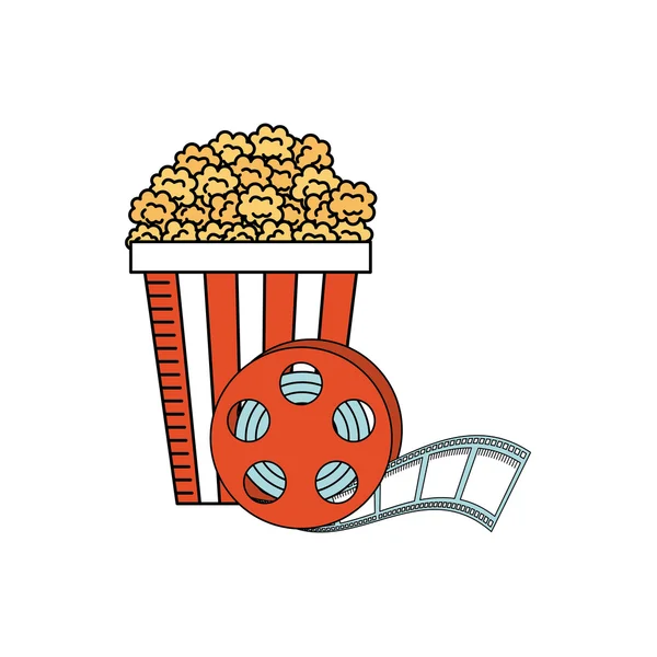 Pop corn avec icône cinéma — Image vectorielle