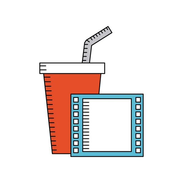 Boisson gazeuse avec icône du cinéma — Image vectorielle