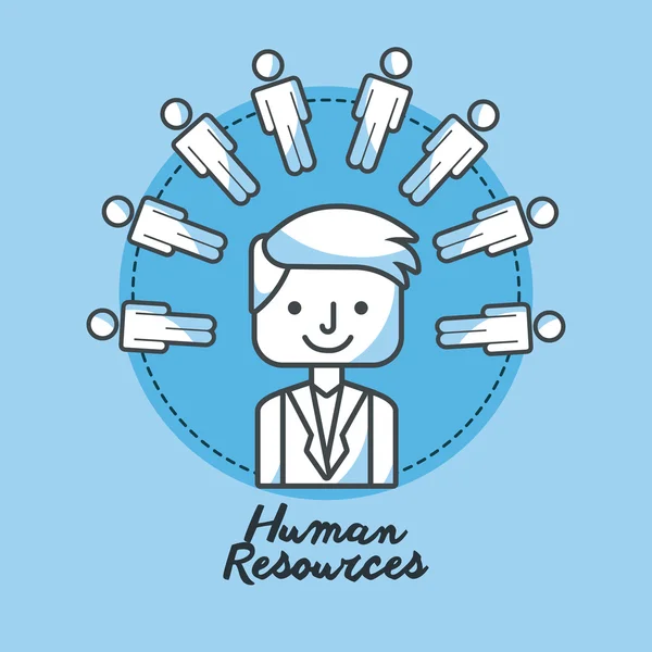 Ícones de linha plana de recursos humanos — Vetor de Stock