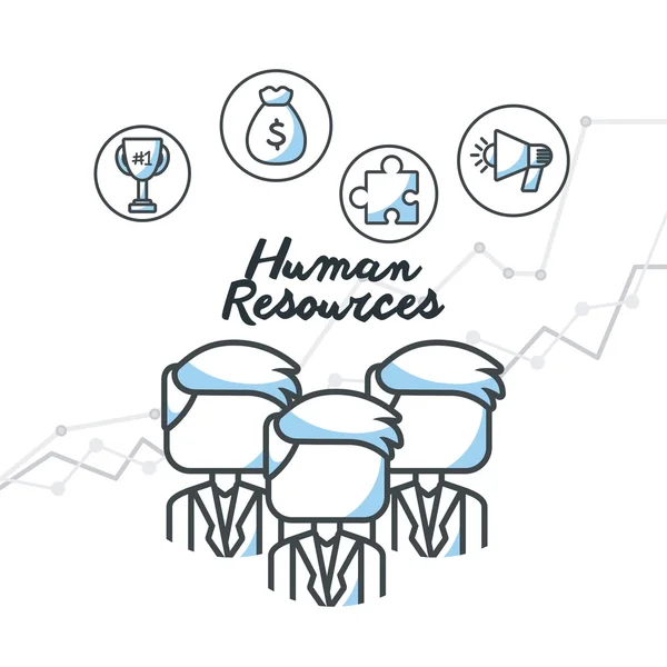 Emberi erőforrások lapos vonal ikonok — Stock Vector