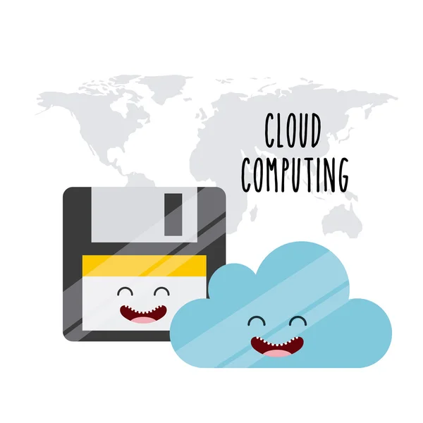Cloud computing character icon — Stock Vector