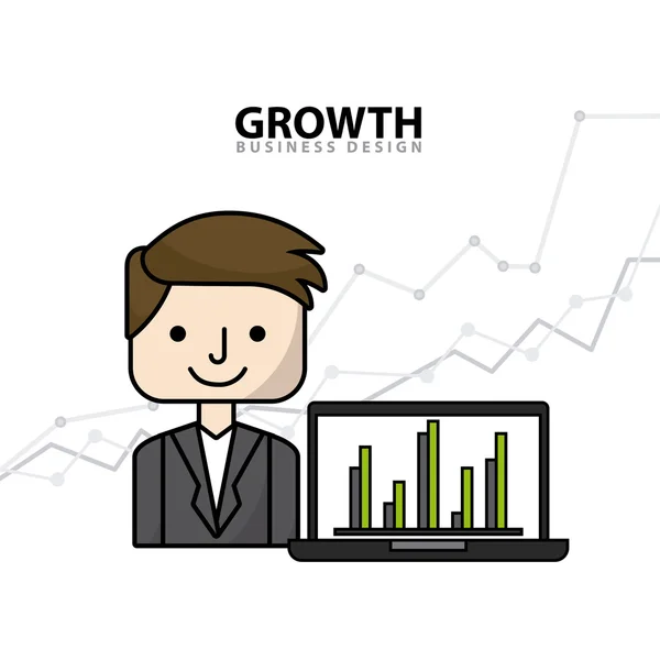 Ícones de linha plana de crescimento de negócios — Vetor de Stock