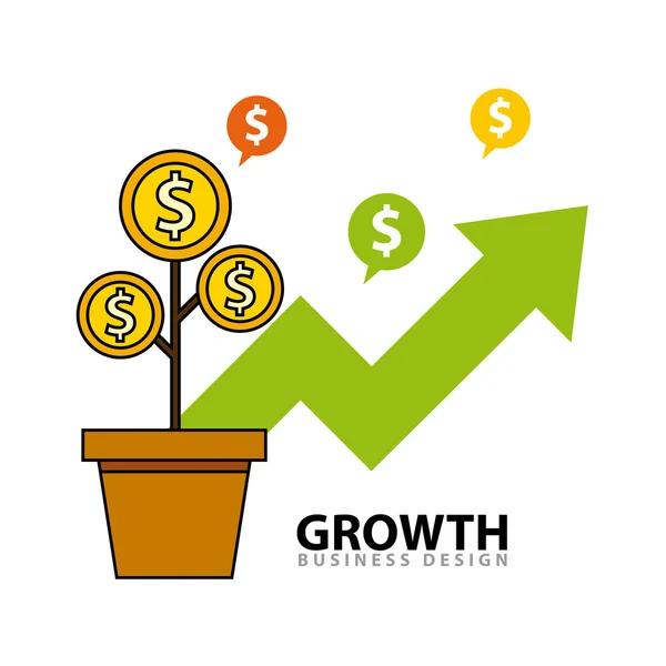 Рост бизнеса плоские линии иконки — стоковый вектор