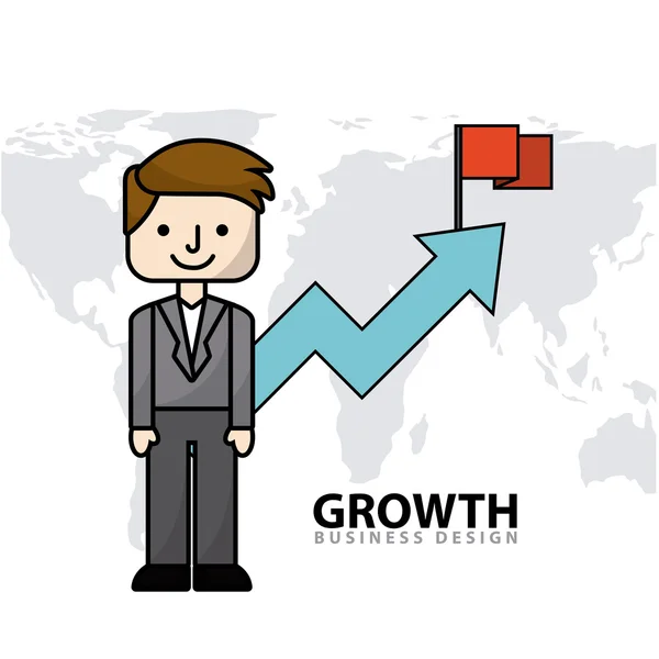 Ícones de linha plana de crescimento de negócios —  Vetores de Stock
