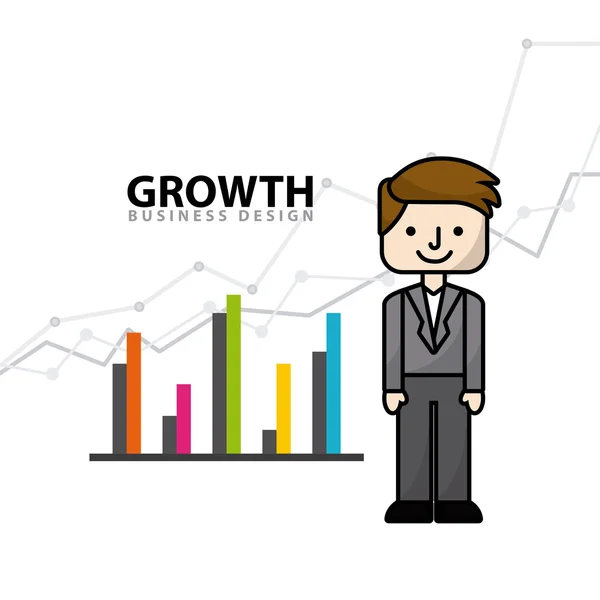 Icone della linea piatta di crescita del business — Vettoriale Stock