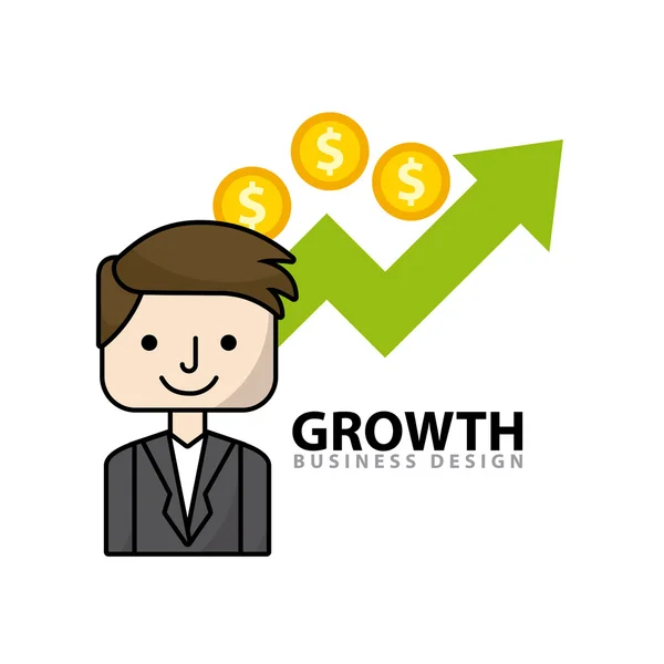 Business growth flat line icons — Stock Vector